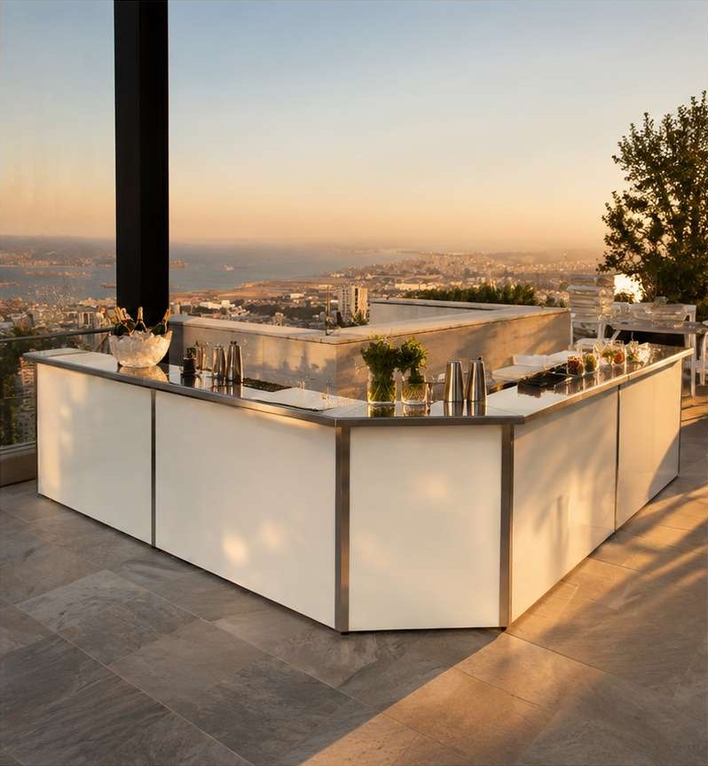 Ivory white bar on a terrace