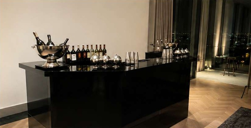 Onyx minimalist black bar prepared for service